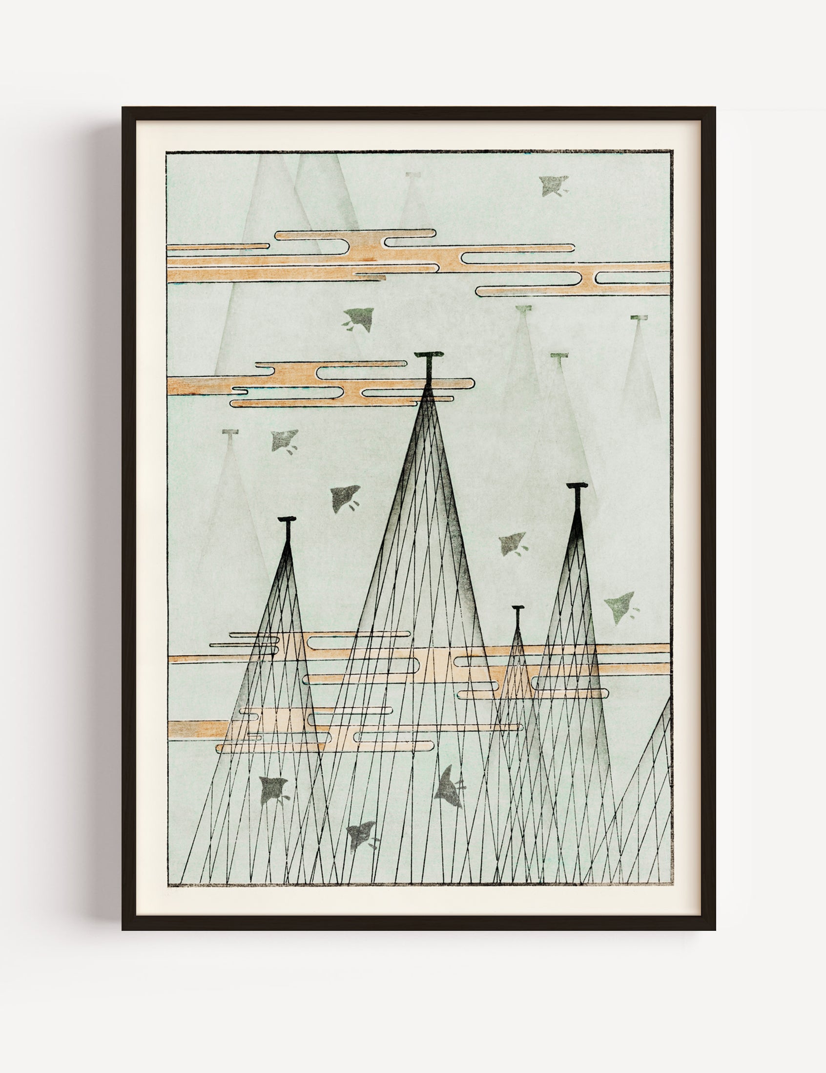 Skyscape with birds flying from Bijutsu Sekai (1893) by Watanabe Seitei