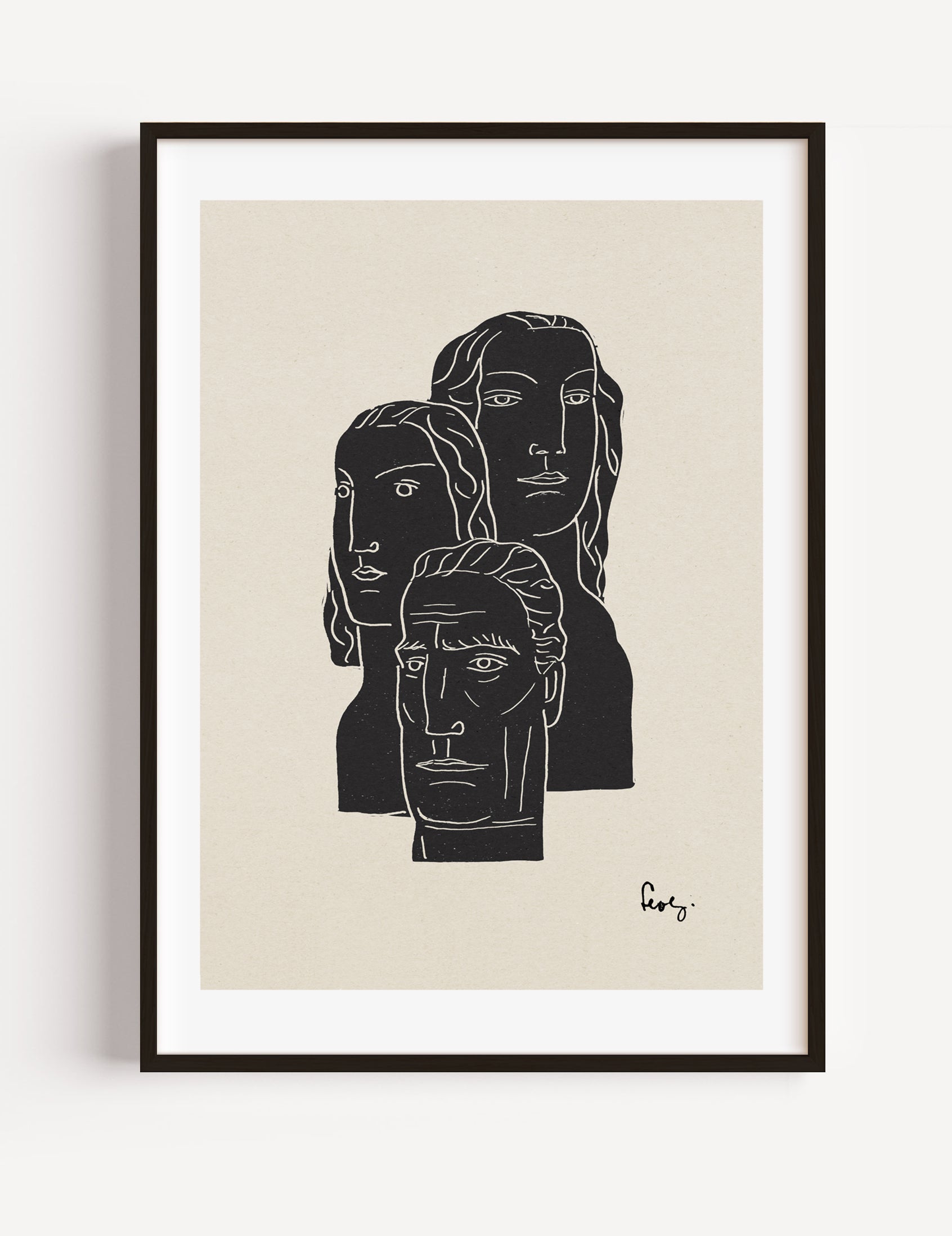 Two Women And One Man's Head by Leo Gestel ,1891 Poster