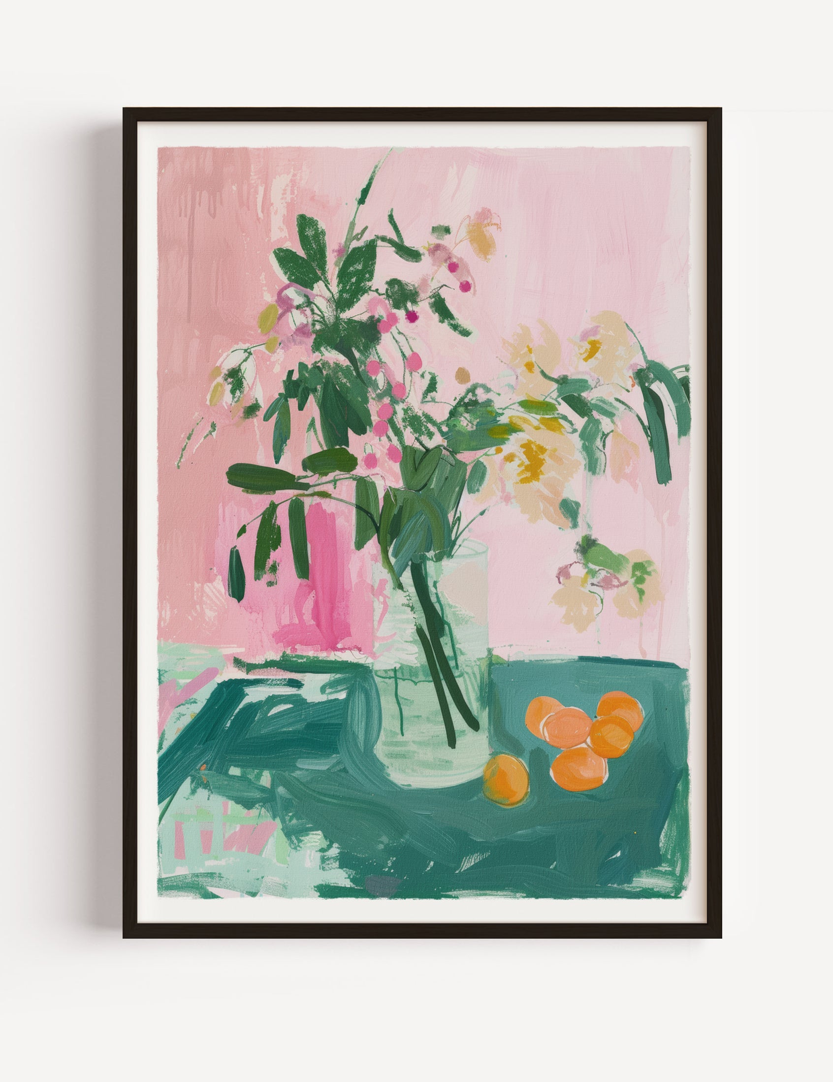 Nature Morte with flowers and Mandarins Poster