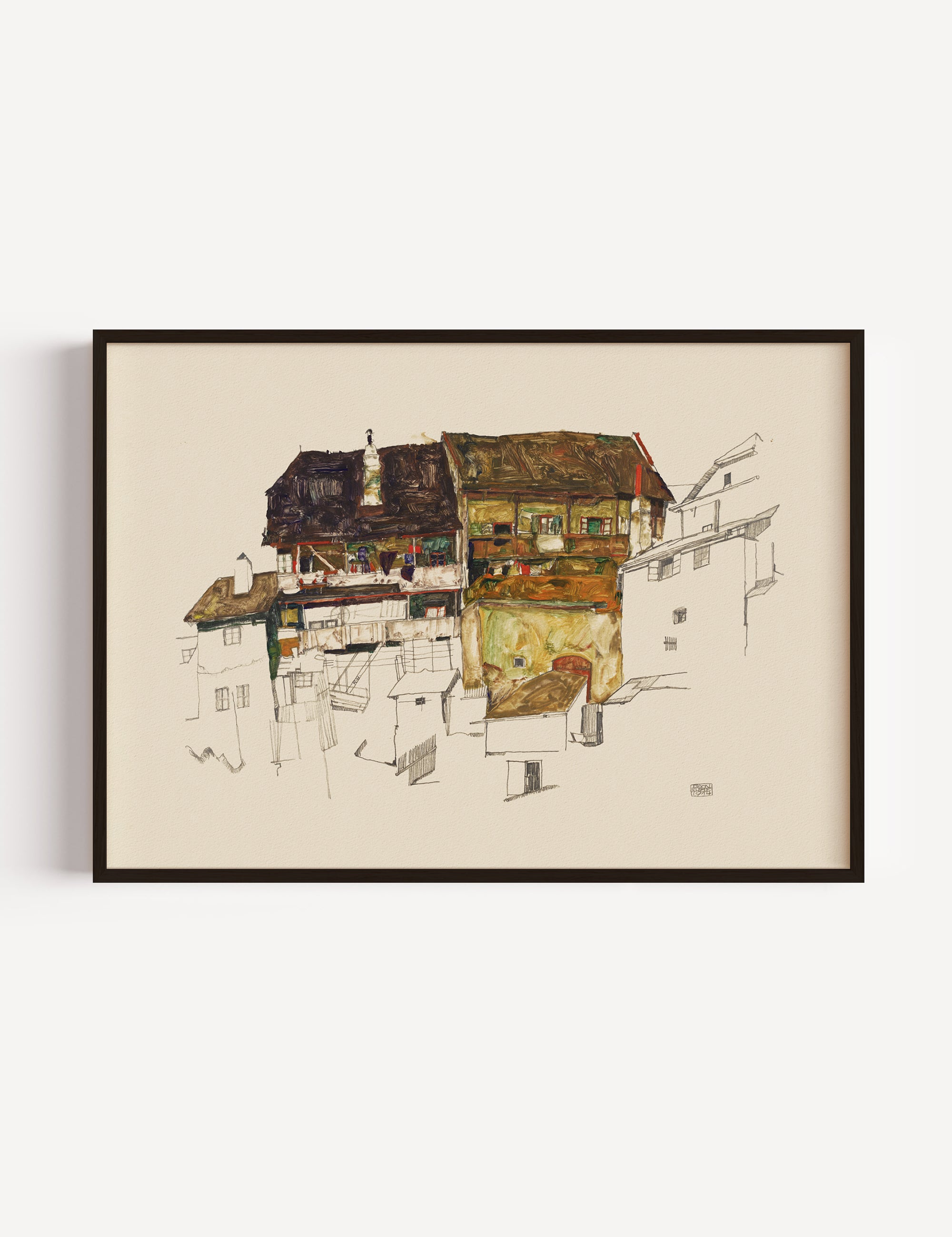 Old Houses in Krumau, Egon Schiele 1914 Poster