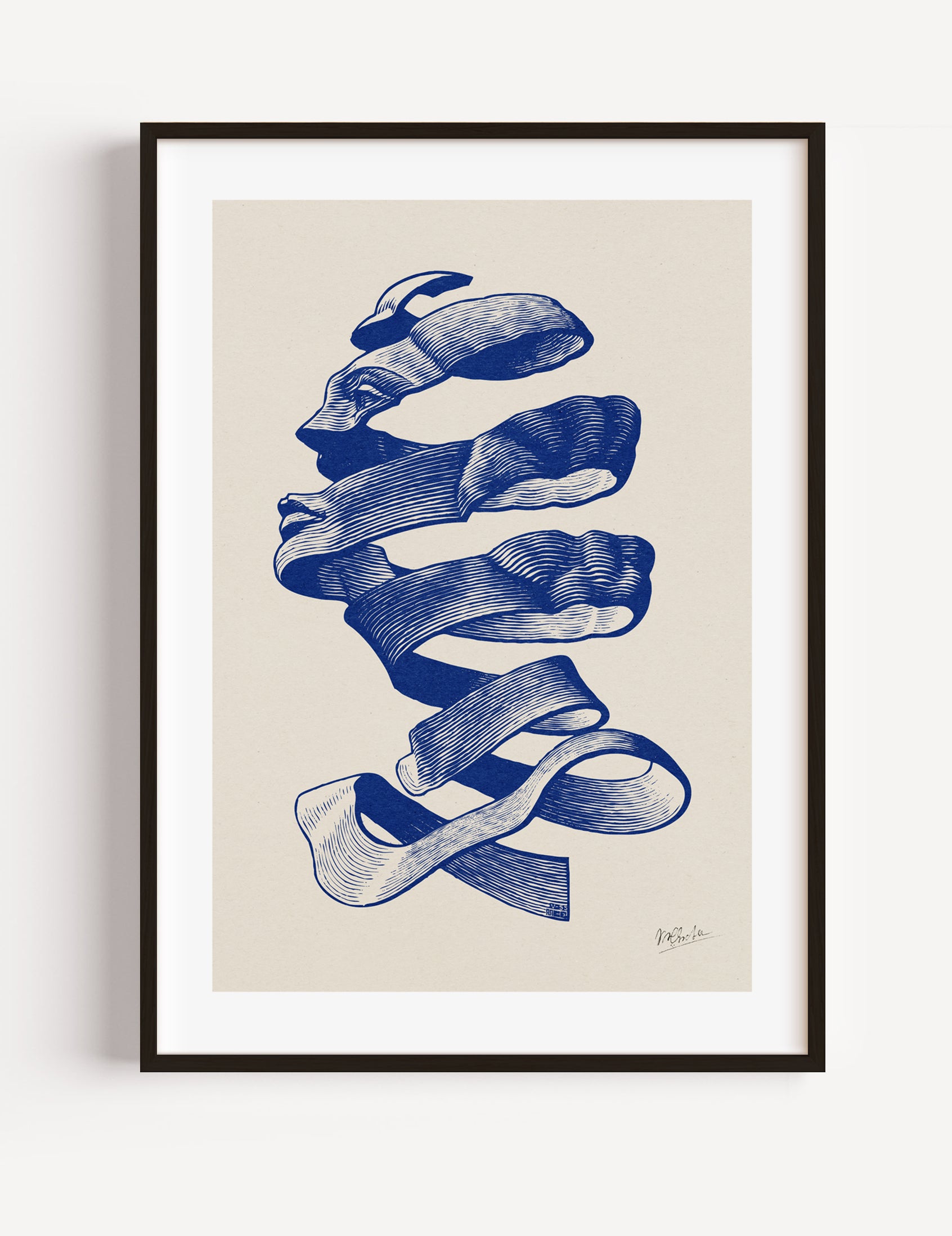 Blue Head After Escher by Løk studio Poster